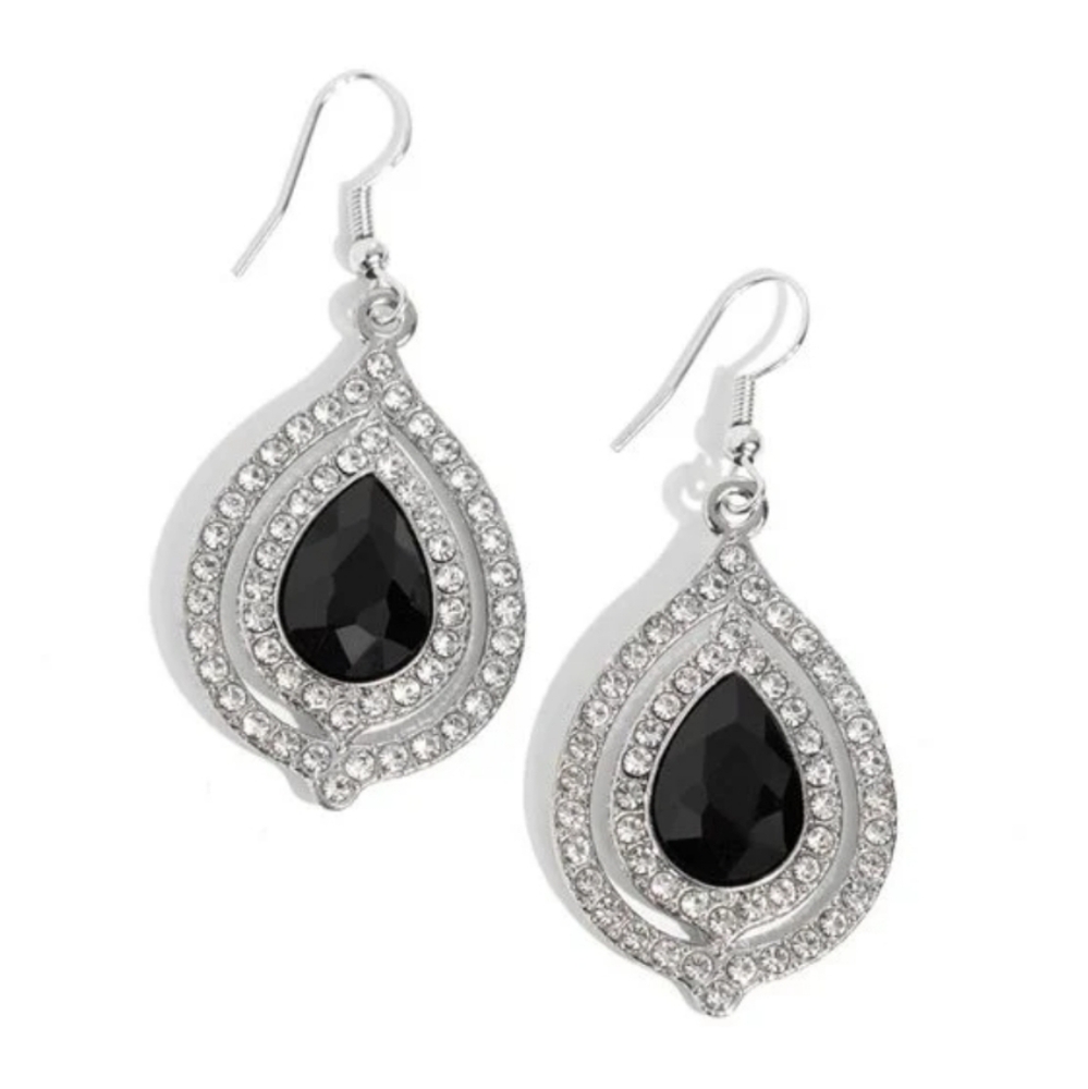 Lets GLOW, Girls! - Black Earrings Vintage